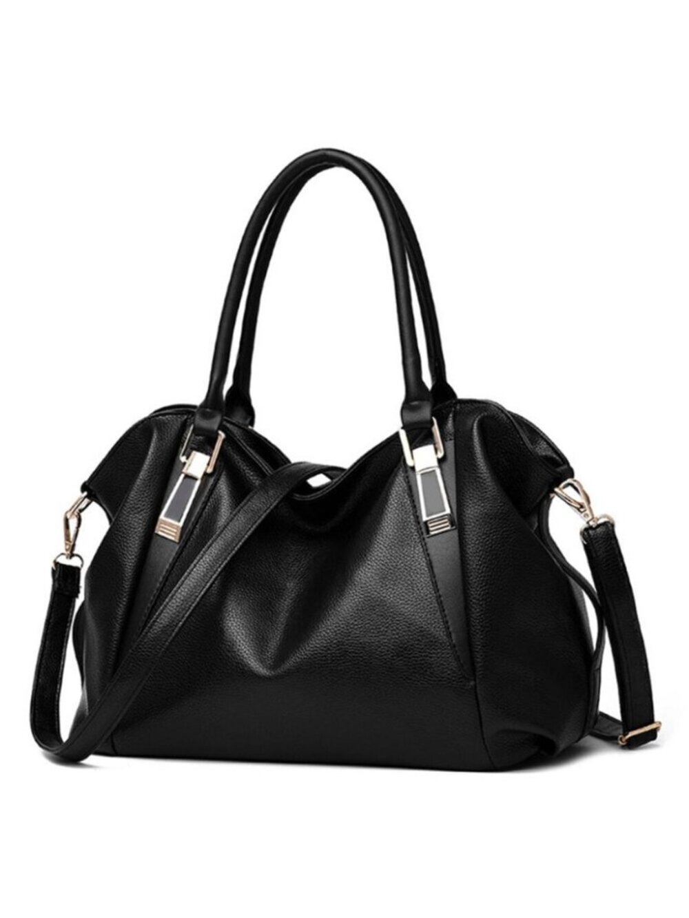 NWT Fashionable Black Vegan Leather Bag - Black